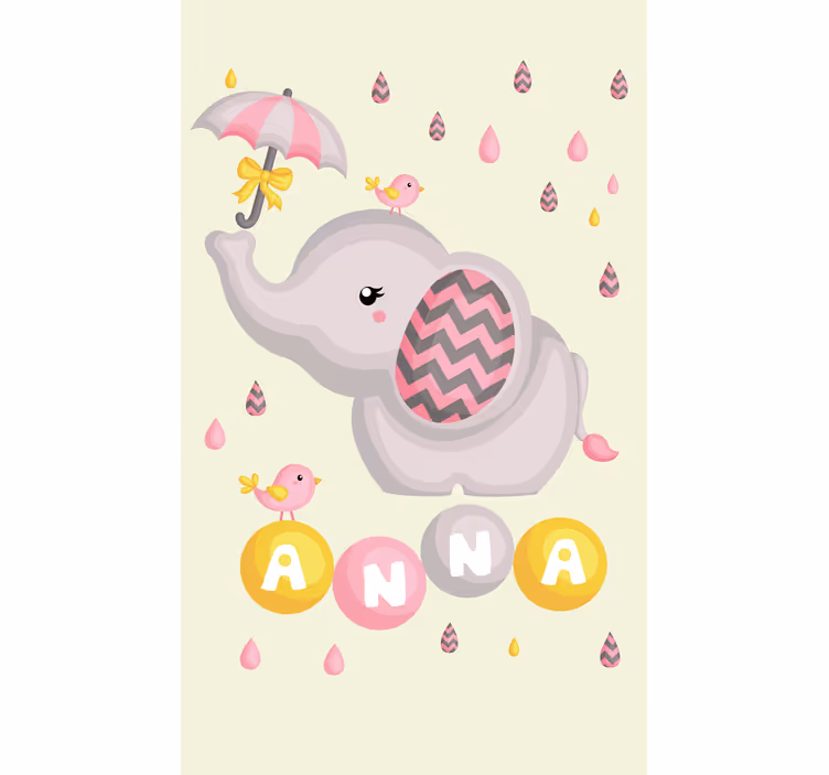 Rollo fenster kinderzimmer mit elefant namen und regenschirm - TenStickers