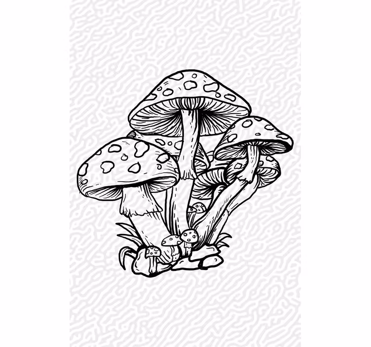 Rollo Fenster Bäume pilz-cluster-silhouette - TenStickers