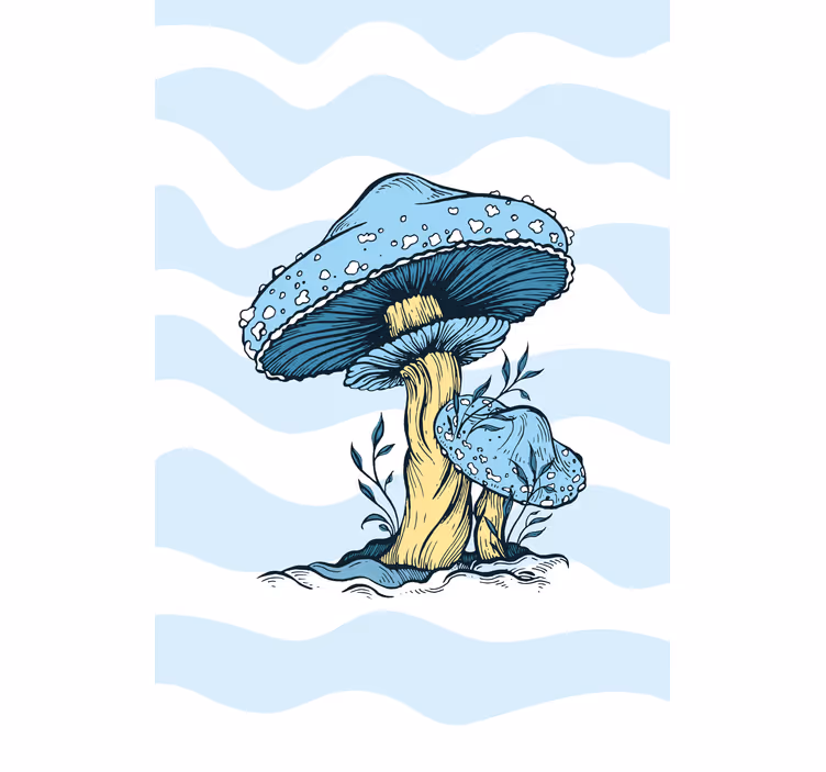 Rollo Fenster Blumen und Pflanzen blaue pilze - TenStickers