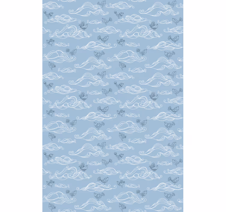 Rollo Fenster Wolken fließende wellen und vögel - TenStickers