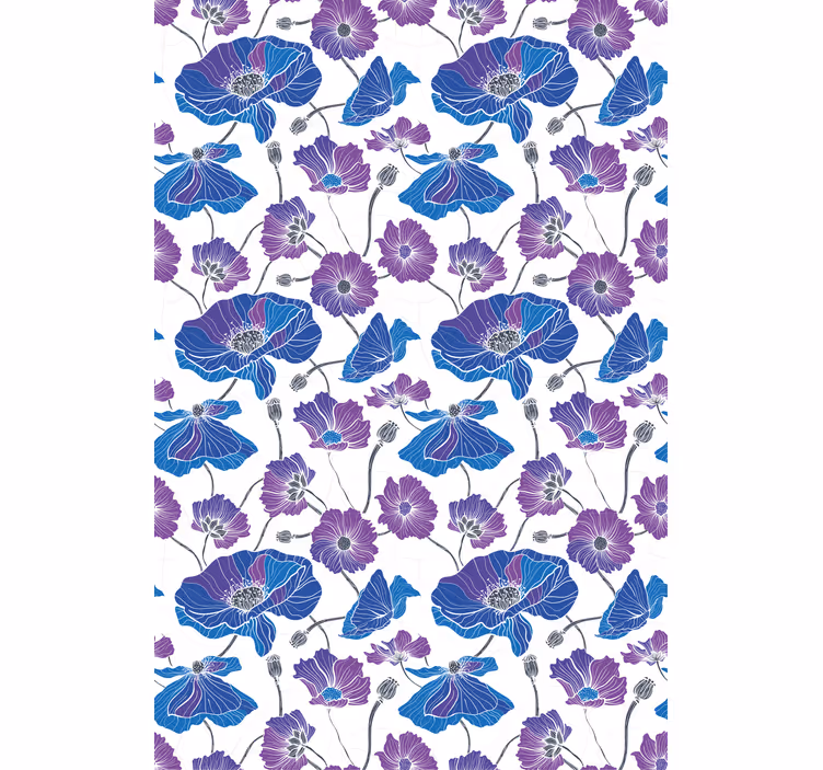 Rollo Fenster Blumen und Pflanzen blaues und rosa muster - TenStickers