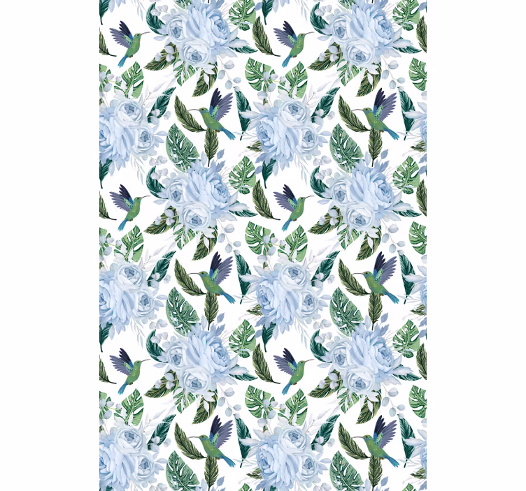 Rollo Fenster Blumen und Pflanzen kolibris und rosen - TenStickers