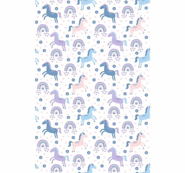 Rollo Fenster Kinderzimmer blaue einhörner und regenbögen - TenStickers