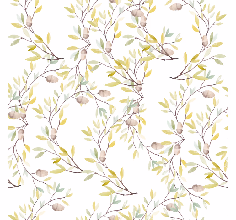 Blumen Rollo Bad Original aquarell grüne blätter Muster - TenStickers