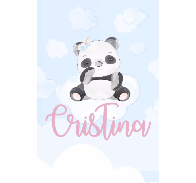 Rollo Fenster Kinderzimmer pandababy sitzend mit namen - TenStickers