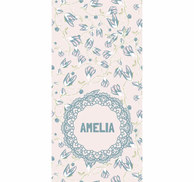 Rollo Fenster Jugenzimmer name mit zartem blumenmotiv - TenStickers