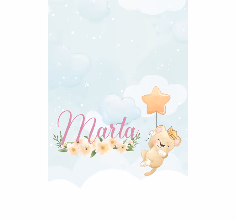 Rollo fenster baby löwe mit stern und name - TenStickers