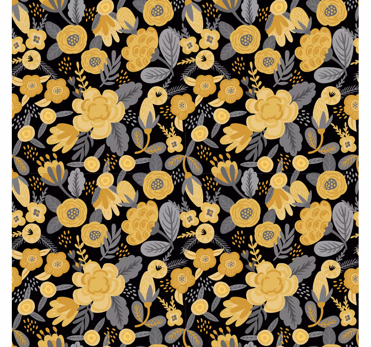 Rollo Fenster Blumen gelbes botanisches muster - TenStickers