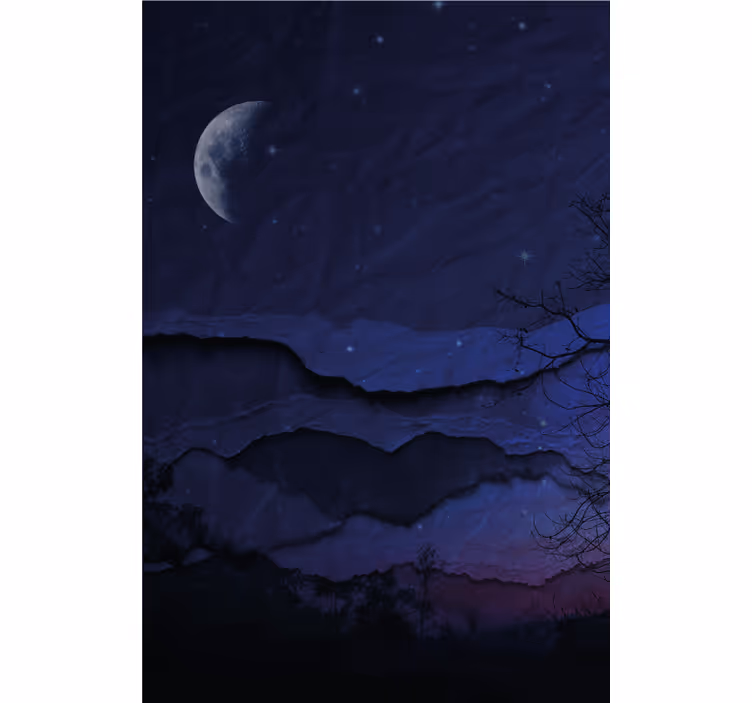 Rollo Fenster Originell mondbeschienene skyline - TenStickers