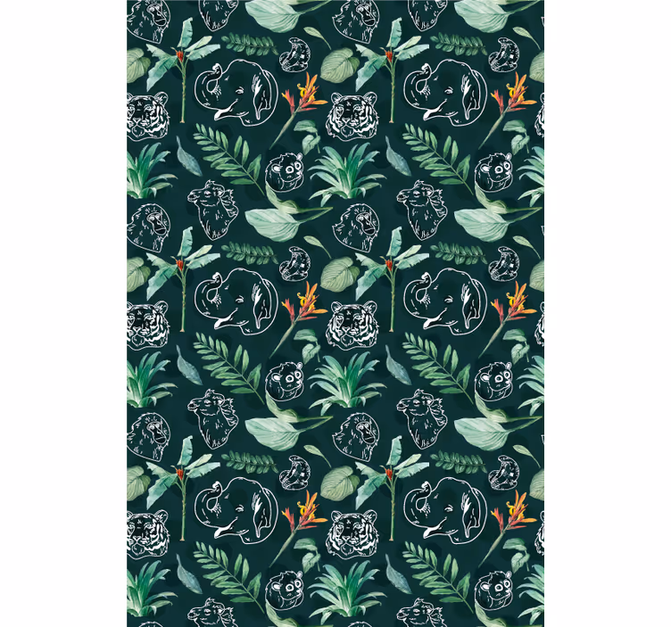 Rollo Fenster Tiere tier skizze blumen - TenStickers