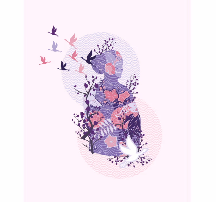 Rollo Fenster Blumen und Pflanzen florale silhouettenkunst - TenStickers