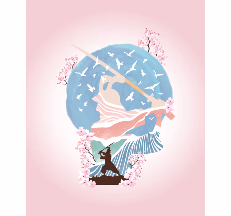Rollo Fenster Zeichnungen elegante samurai-silhouette - TenStickers