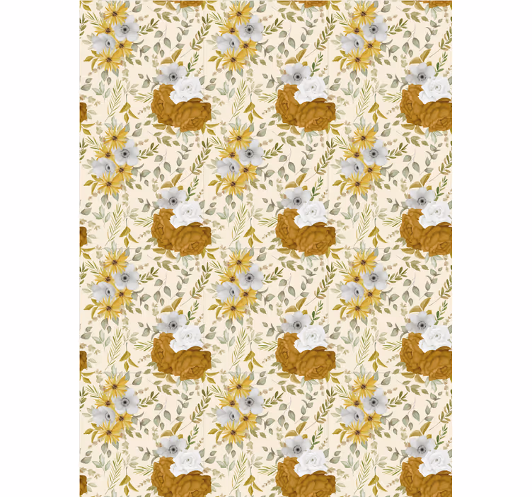 Rollo Fenster Blumen und Pflanzen beiges und braunes muster - TenStickers