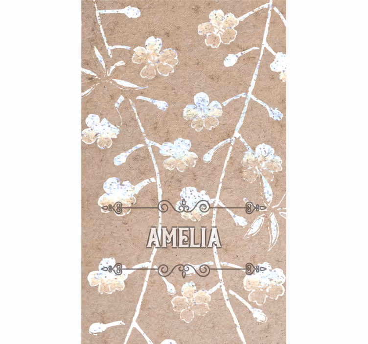 Rollo Fenster Hochzeit beiges blumenmuster mit namen - TenStickers