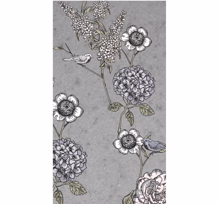 Rollo Fenster Blumen und Pflanzen graues sanftes motiv - TenStickers