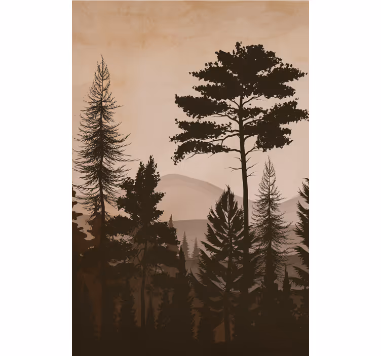 Rollo mit Bäumen Wald im skandinavischen stil in warmen Farben - TenStickers