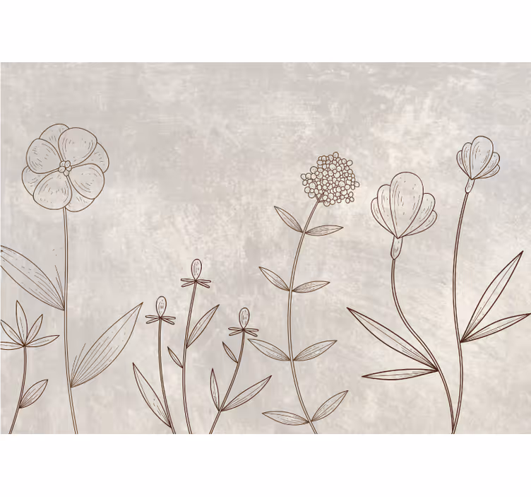 Rollo Fenster Wohnzimmer graues florales skizzenmuster - TenStickers