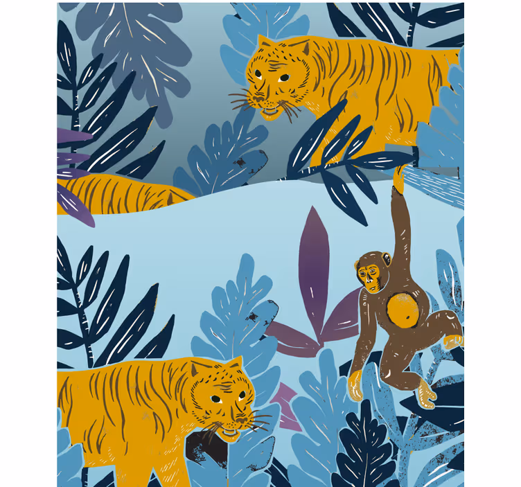 Rollo Fenster Kinderzimmer tiger und affen - TenStickers