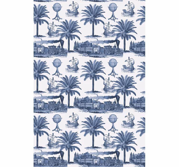 Rollo Fenster Vintagedesign blaue palmenszene - TenStickers