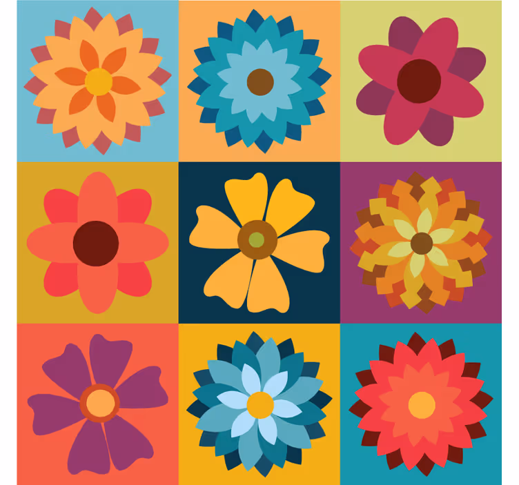 Küchenfenster Rollo farbige Blumenfliesen - TenStickers