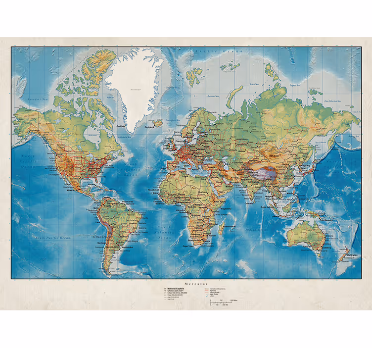 Rollo Fenster Weltkarte Mercator - TenStickers