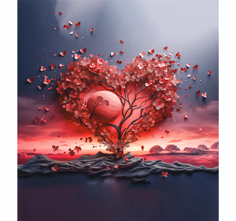 fenster rollo romantisch herzbaum - TenStickers