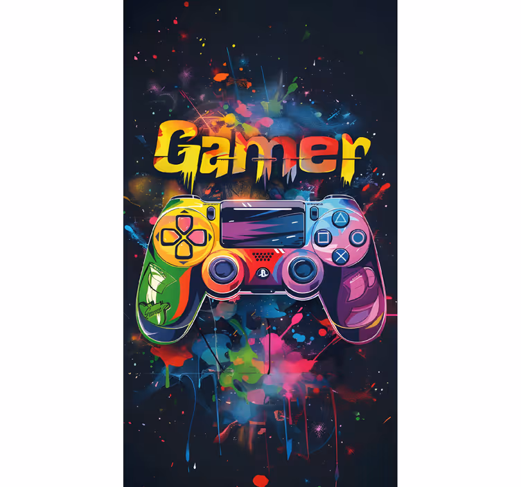 Rollo Fenster Gamer, bunter Controller - TenStickers