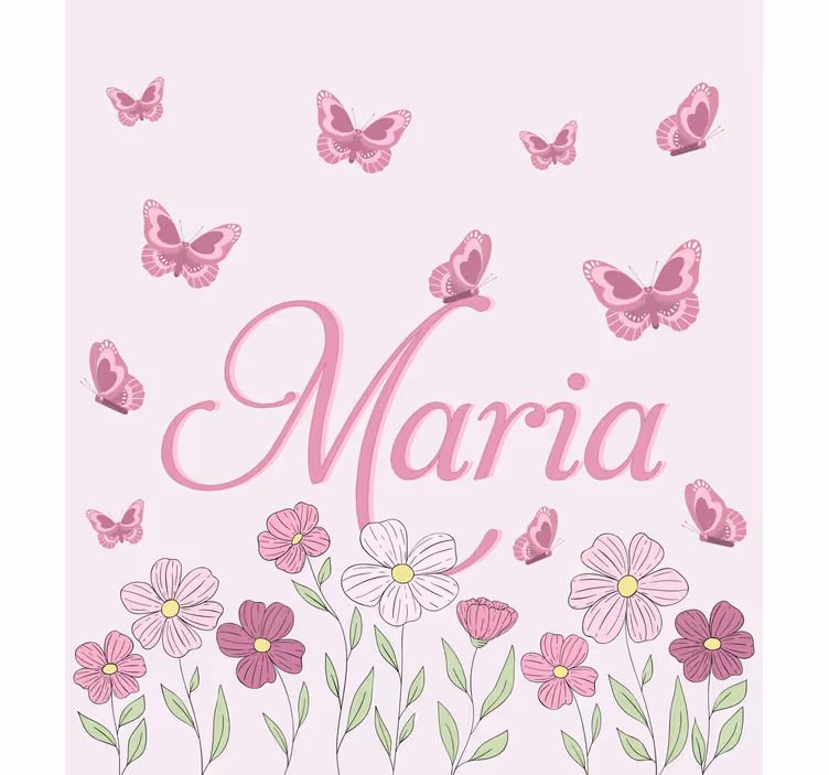 Rollo Fenster mit Namen Blumen und Schmetterlingen - TenStickers