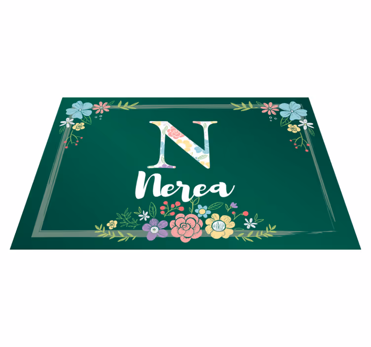 Tischset mit Namen Grün mit anpassbaren blumen - TenStickers