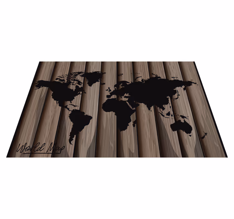 Tischset Textur Holzmuster mit Weltkarte - TenStickers