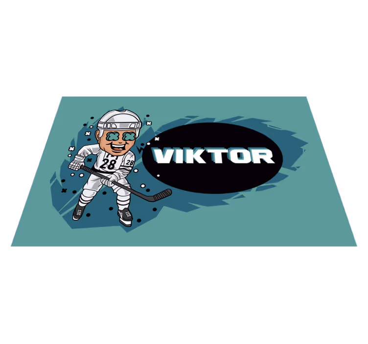 Tischset mit Namen Lustiger hockeyspieler mit Namen - TenStickers