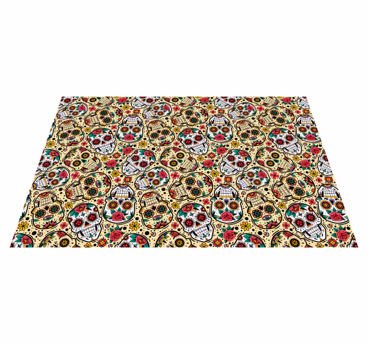 Tischset halloween buntes totenkopf-muster - TenStickers