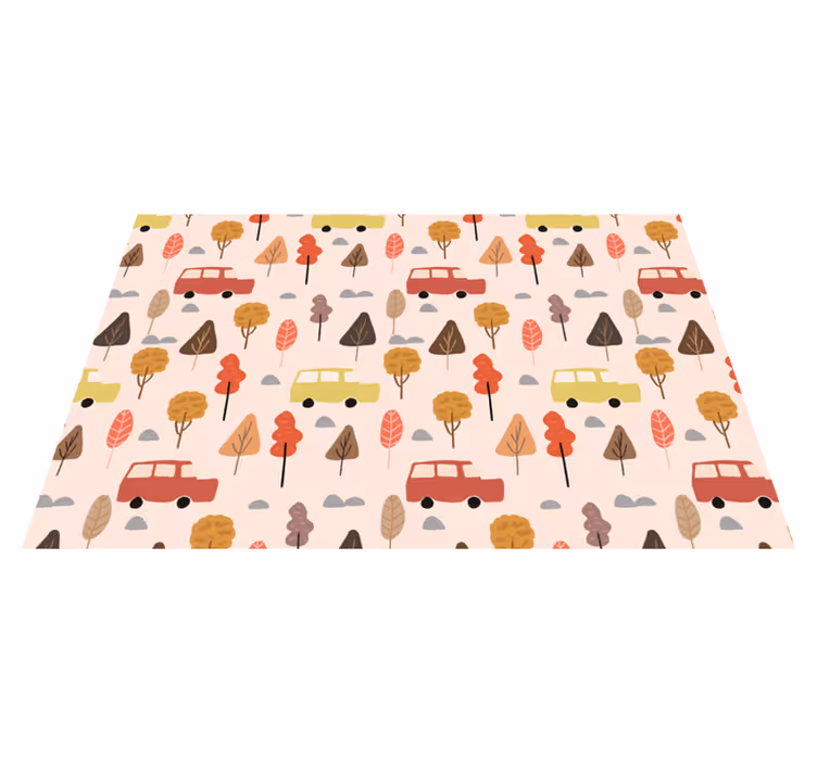 Tischset kinder bunte auto bäume - TenStickers