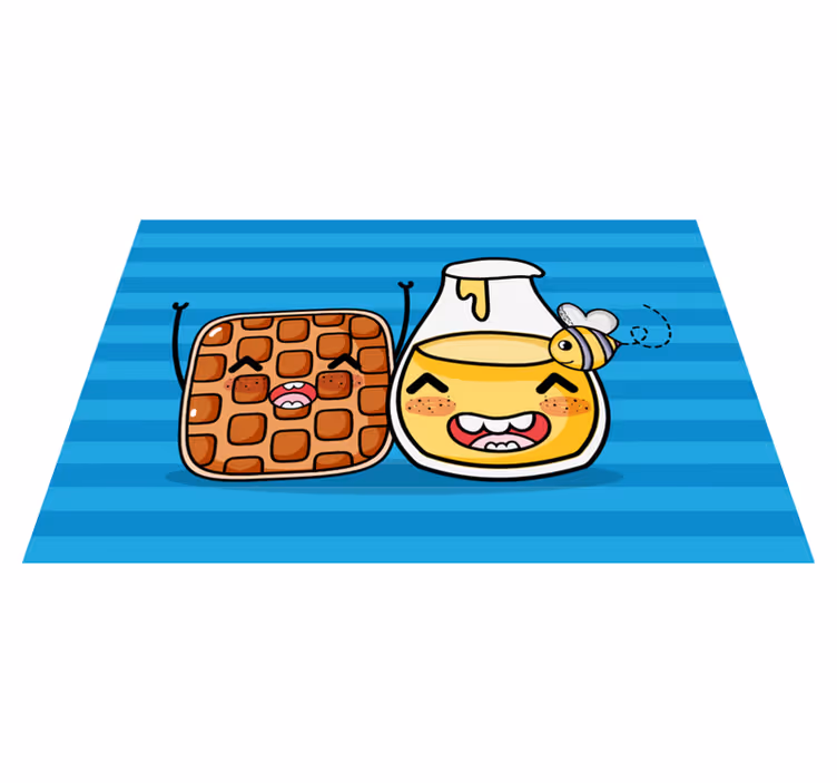 Tischset kinder mit niedlichen waffeln und honig - TenStickers