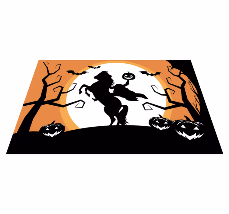 Tischset halloween mit pferd das kürbis hält - TenStickers