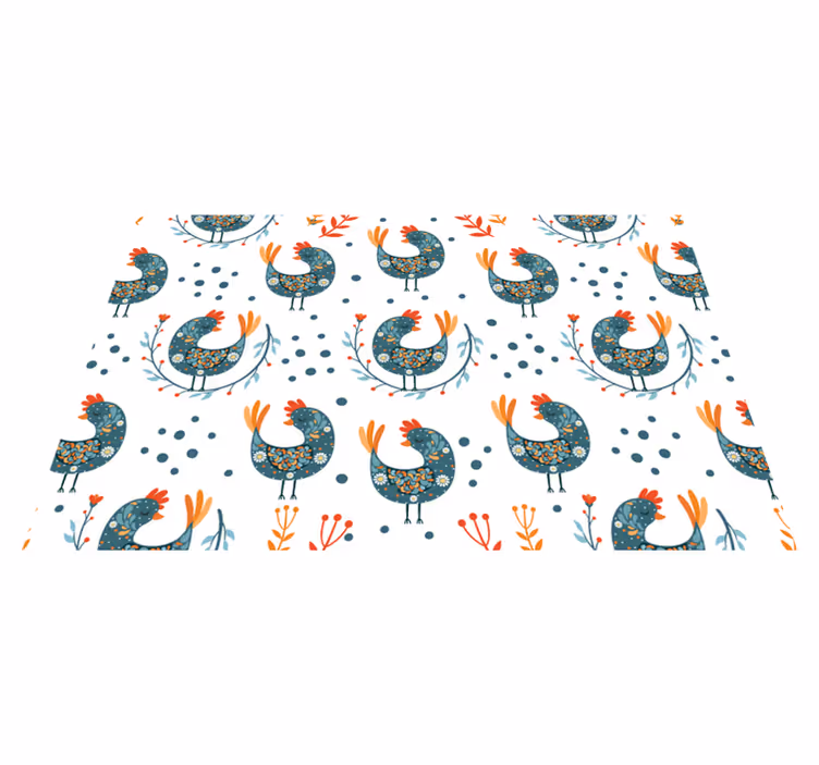 Tischsets originell im bunten hahn-muster - TenStickers