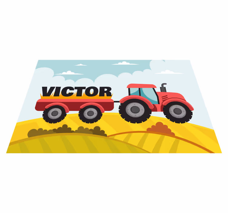 Tischset mit Namen Bunter traktor und name - TenStickers
