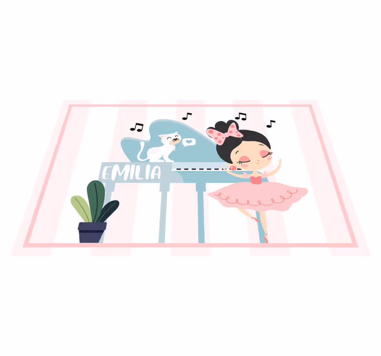 Tischset Kinder Kleine prinzessin mit katze und klavier - TenStickers