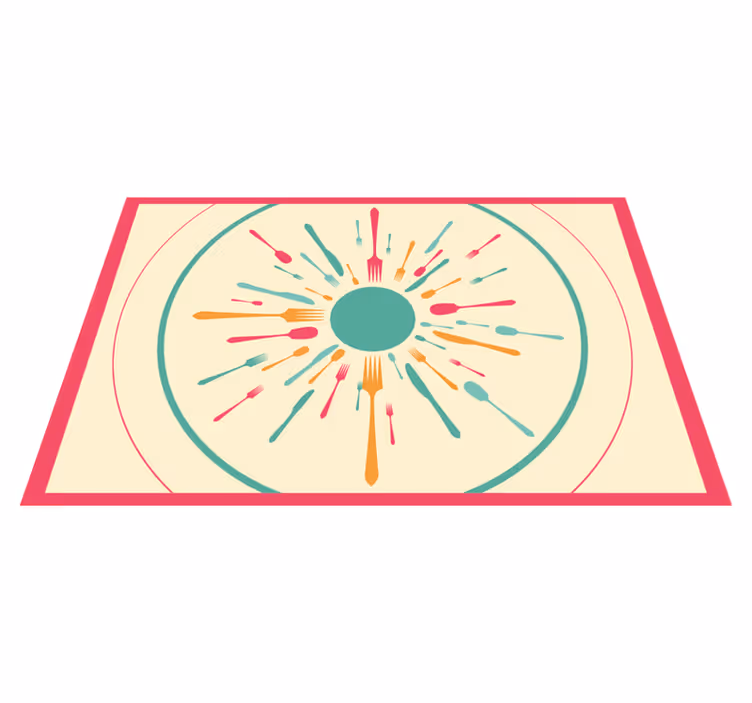 Tischset modern farbexplosion mit besteck - TenStickers