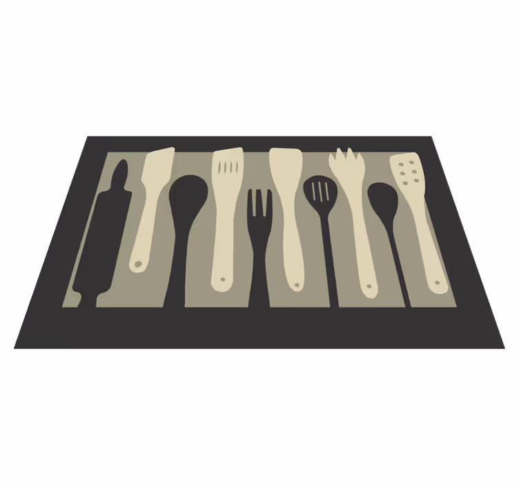 Tischsets originell mit silhouetten von kochutensilien - TenStickers