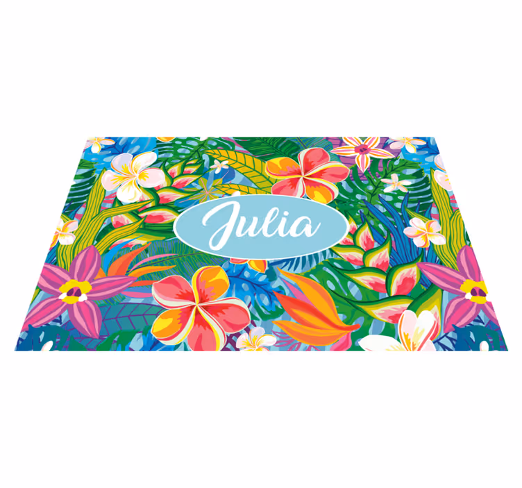 Tischset mit namen tropische blumen personalisierte - TenStickers