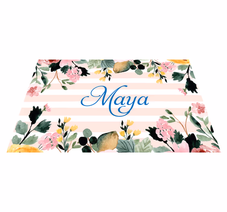 Tischset mit namen florales design mit namen - TenStickers