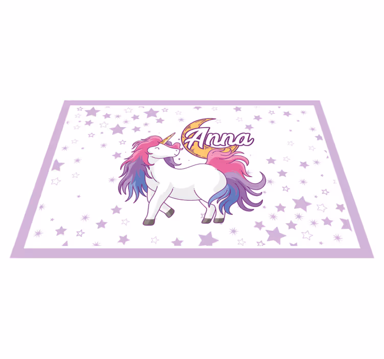 Tischset mit Namen Einhorn und mond - TenStickers