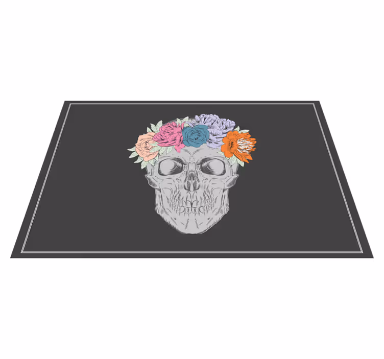 Tischsets originell mit totenkopf blumenkranz - TenStickers