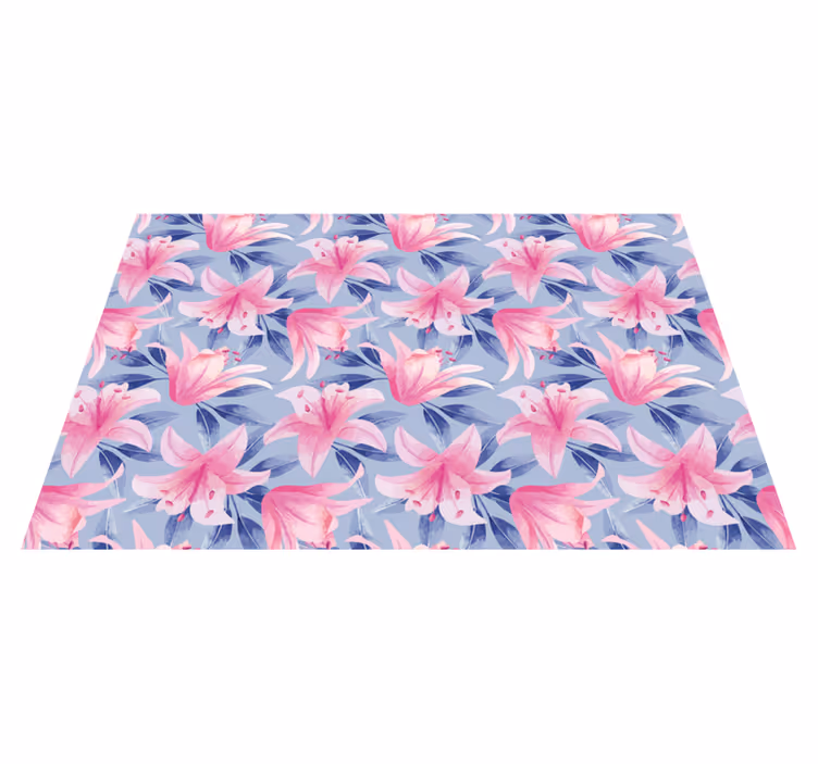 Tischsets originell im floralen muster mit pinken lilien - TenStickers