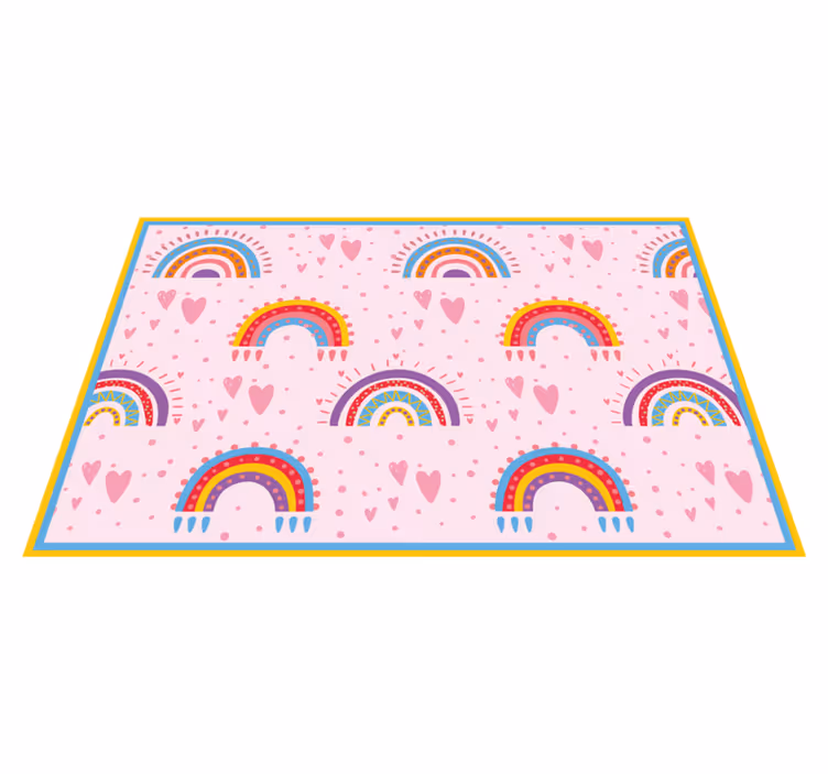 Tischset Kinder Rosa punkte und bunte regenbögen - TenStickers