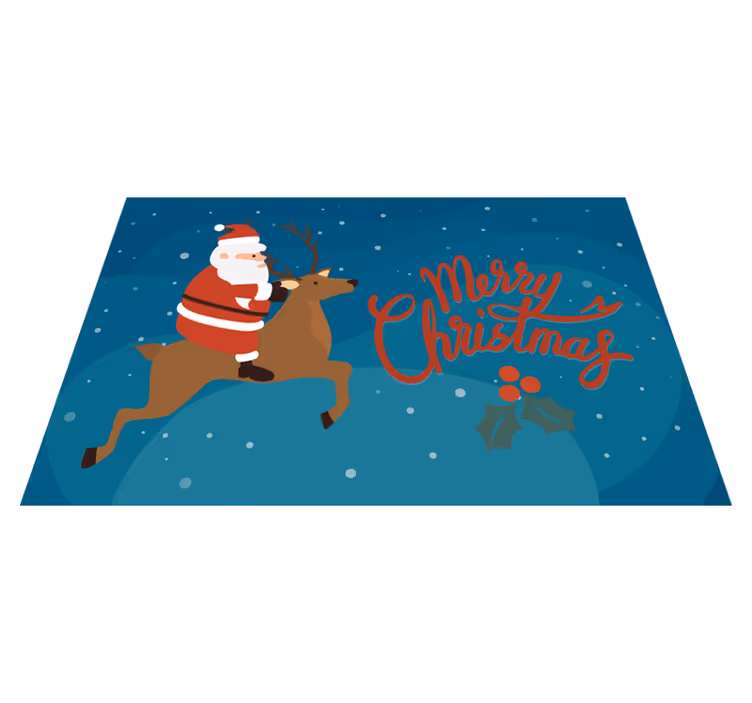 Tischset weihnachten santa auf dem rentier - TenStickers