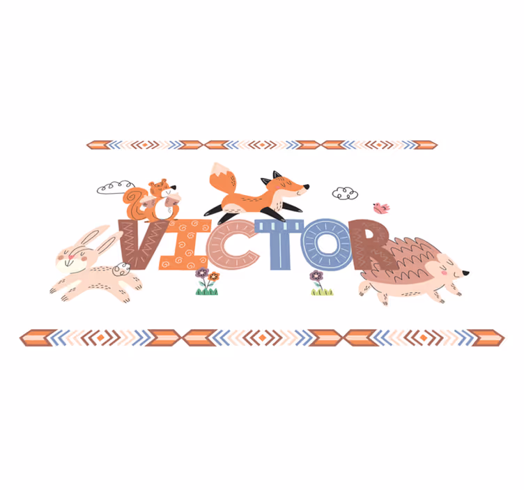 Tischset mit Namen Waldkindertiere mit anpassbarem Namen - TenStickers