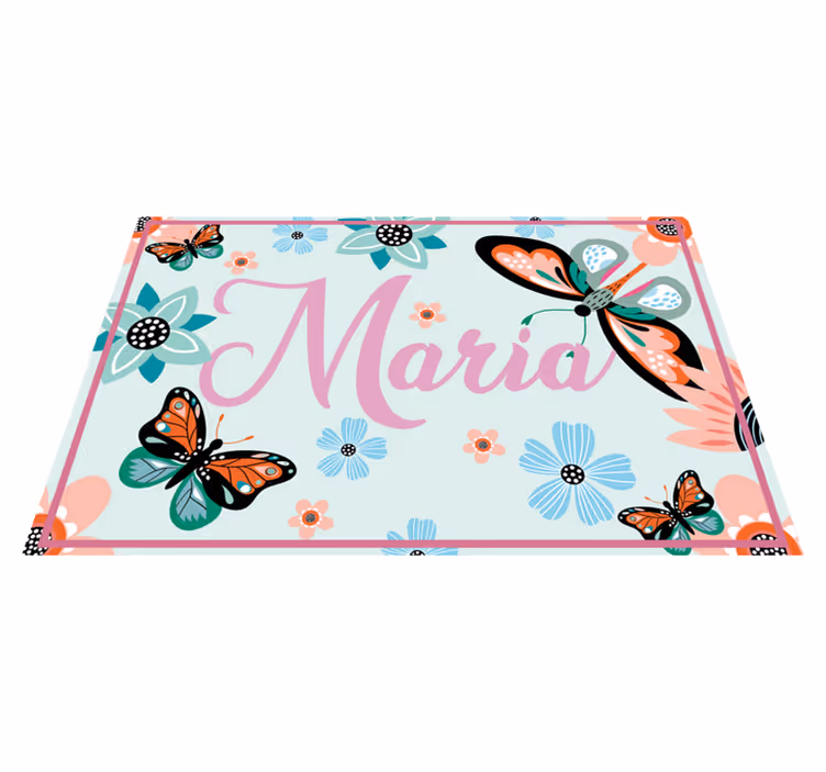 Tischset mit Namen Schmetterlinge und Blumen - TenStickers