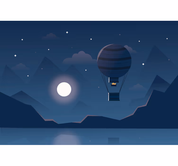 Fototapete Landschaften nächtliches ballonabenteuer - TenStickers